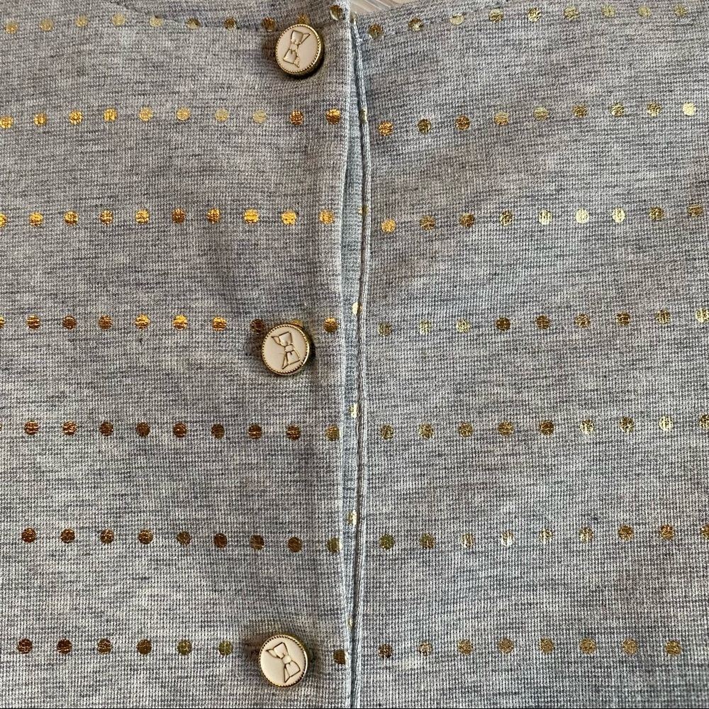 Tahari Girls Dress With Bow & Gold Metallic Dots Gray Size 3T New With Tags - Picture 6 of 8
